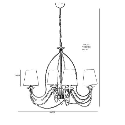 Candelabru pe lanț CLASSIC 4xE14/40W/230V bronz/béj