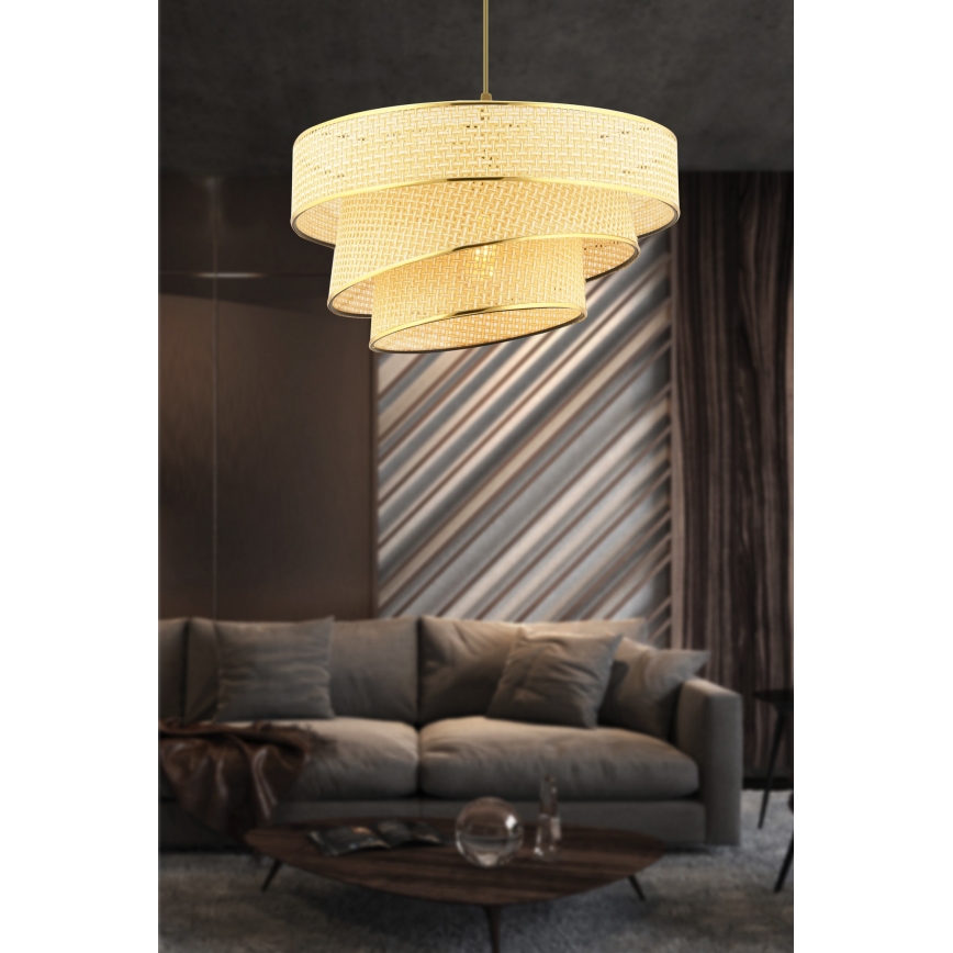 Candelabru suspendat COUPER 1xE27/60W/230V bej/aurie