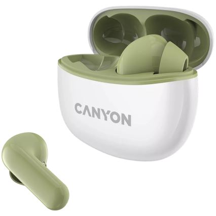 Canyon - Trådlös stereo earphones True Trådlös 500 mAh + 2x 40 mAh vit/grön