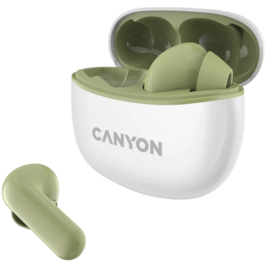 Canyon - Trådlös stereo earphones True Trådlös 500 mAh + 2x 40 mAh vit/grön