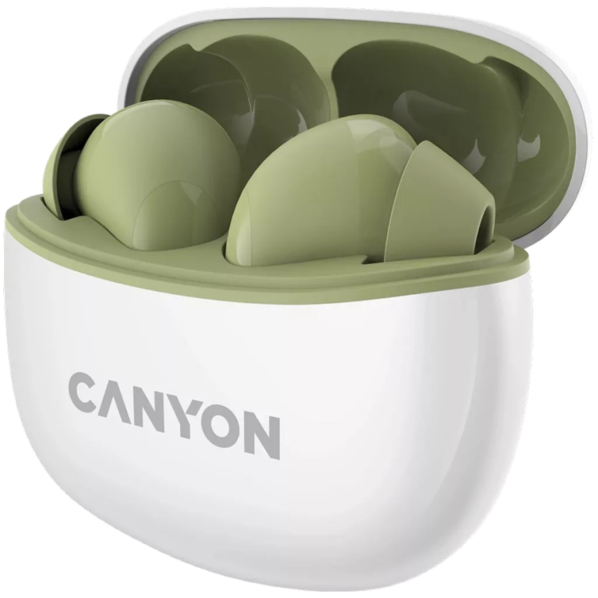 Canyon - Trådlös stereo earphones True Trådlös 500 mAh + 2x 40 mAh vit/grön