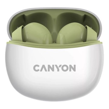 Canyon - Trådlös stereo earphones True Trådlös 500 mAh + 2x 40 mAh vit/grön