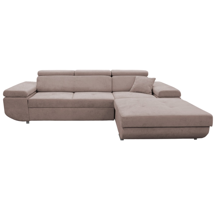 CASTELO bäddbar hörnsoffa med förvaring i L-form, höger, beige