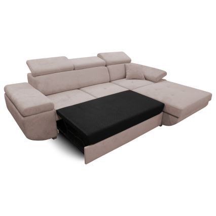 CASTELO bäddbar hörnsoffa med förvaring i L-form, höger, beige