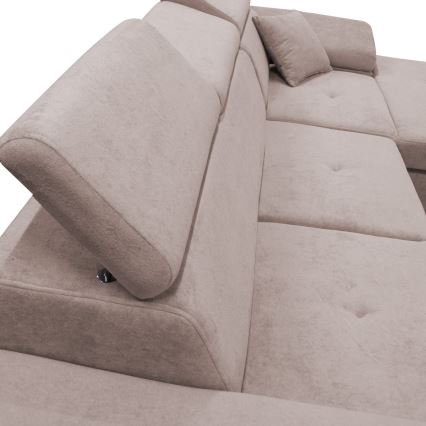 CASTELO bäddbar hörnsoffa med förvaring i L-form, höger, beige