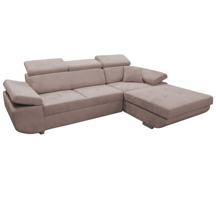 CASTELO bäddbar hörnsoffa med förvaring i L-form, höger, beige