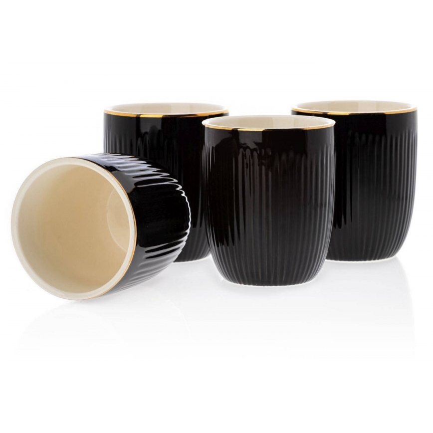 Ceramic kit of cups with carafe and tray KENDI svart