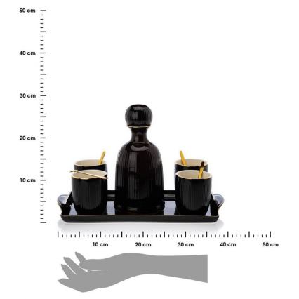 Ceramic kit of cups with carafe and tray KENDI svart