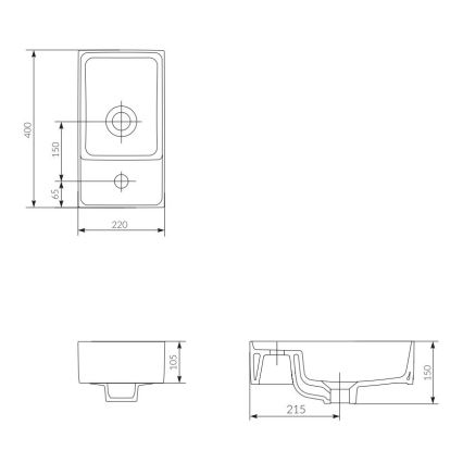 Cersanit K114-004 - Tvättställ för bänkskiva CREA 22x40 cm keramik/glansig vit