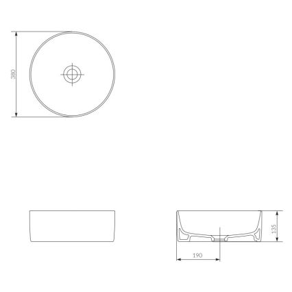 Cersanit K114-020 - Bänkskål CREA Ø 38 cm keramik/glansig vit