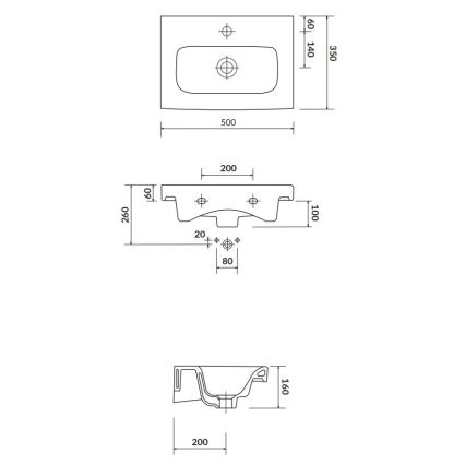Cersanit K116-008 - Infälld tvättställ MODUO SLIM 35x50 cm keramik/glansig vit