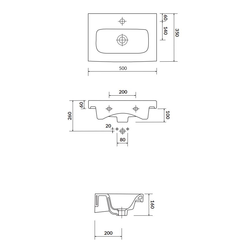 Cersanit K116-008 - Inläggsvask MODUO SLIM 35x50 cm keramik/glänsande vit