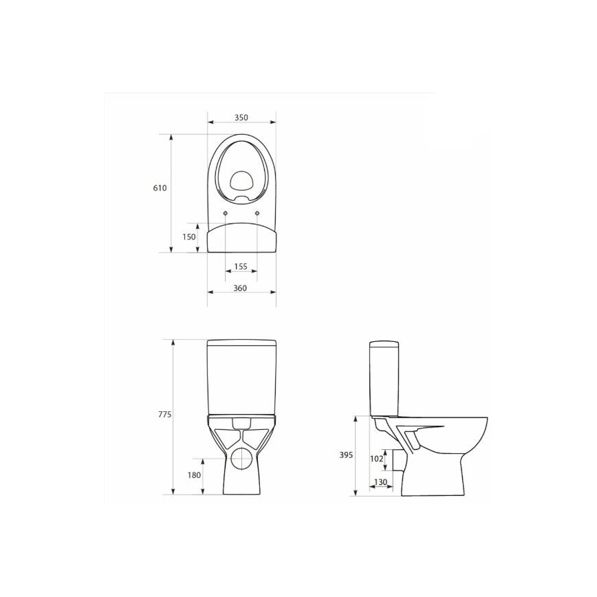 Cersanit K27-062 - Golvstående WC PARVA keramik/vit