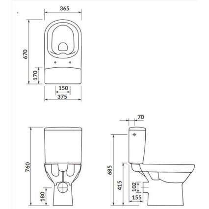 Cersanit K35-037 - Golvstående WC med sits CITY keramik/vit