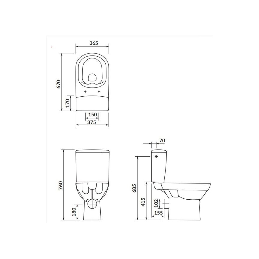 Cersanit K35-037 - Golvstående WC med sits CITY keramik/vit