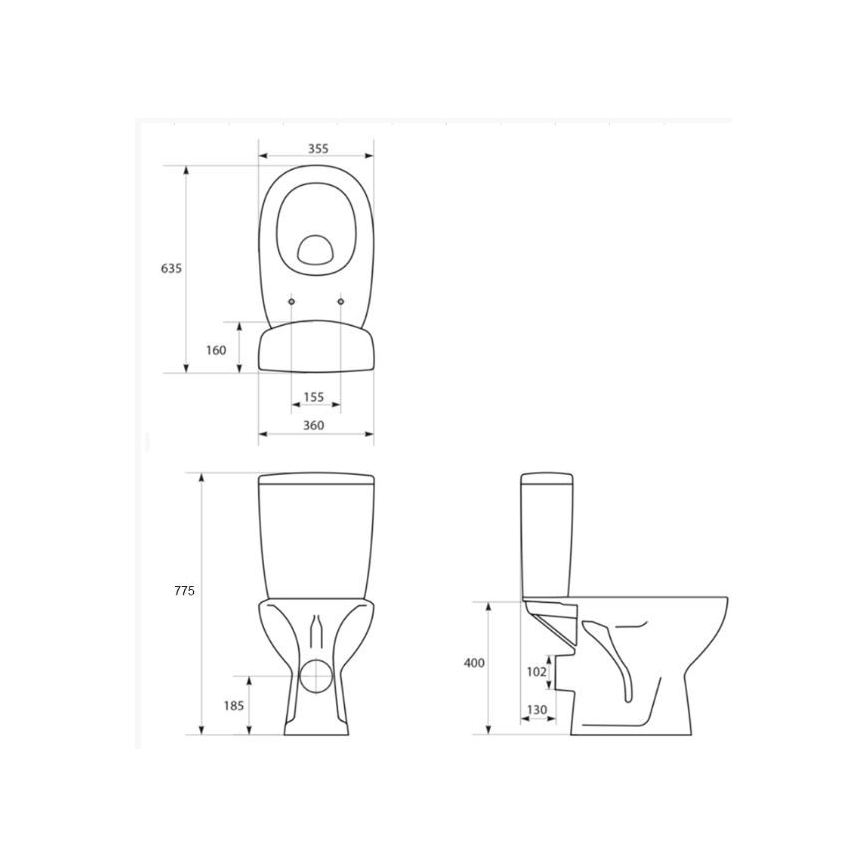 Cersanit K667-052 - Golvstående WC med ARTECO sits keramik/vit