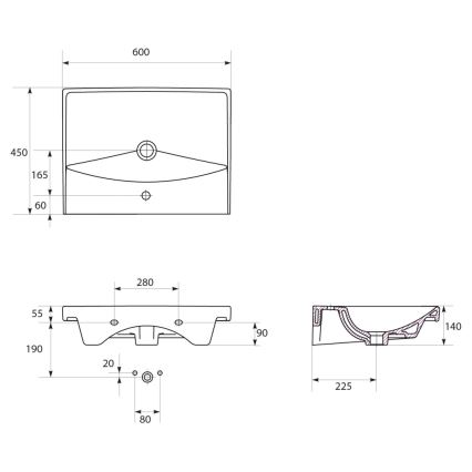 Cersanit S801-142-DSM - Väggmonterat badrumsskåp med tvättställ LARA CITY 60x45 cm vit