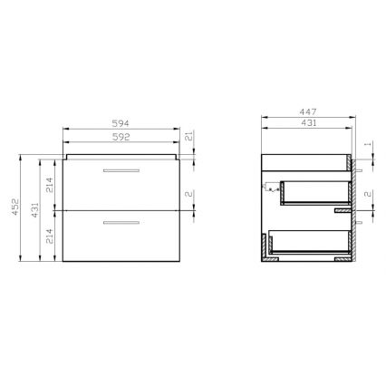 Cersanit S801-142-DSM - Väggmonterat badrumsskåp med tvättställ LARA CITY 60x45 cm vit