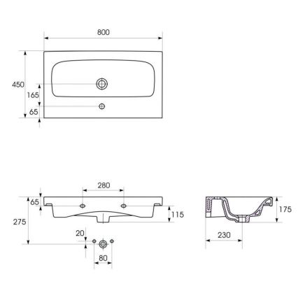 Cersanit S801-221-DSM - Vägghängd kommod med tvättställ MODUO 80x45 cm högblank vit