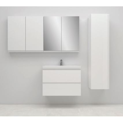 Cersanit S801-225-DSM - Väggmonterat badrumsskåp med handfat MEDA SLIM 62x80 cm glänsande vit