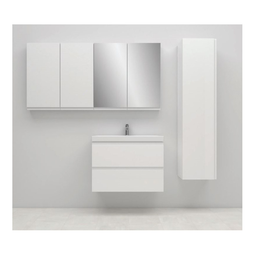 Cersanit S801-225-DSM - Väggmonterat badrumsskåp med handfat MEDA SLIM 62x80 cm glänsande vit
