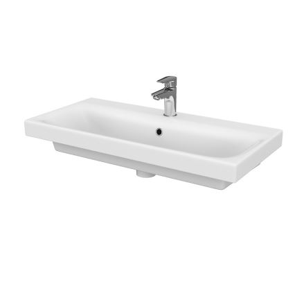 Cersanit S801-225-DSM - Väggmonterat badrumsskåp med handfat MEDA SLIM 62x80 cm glänsande vit