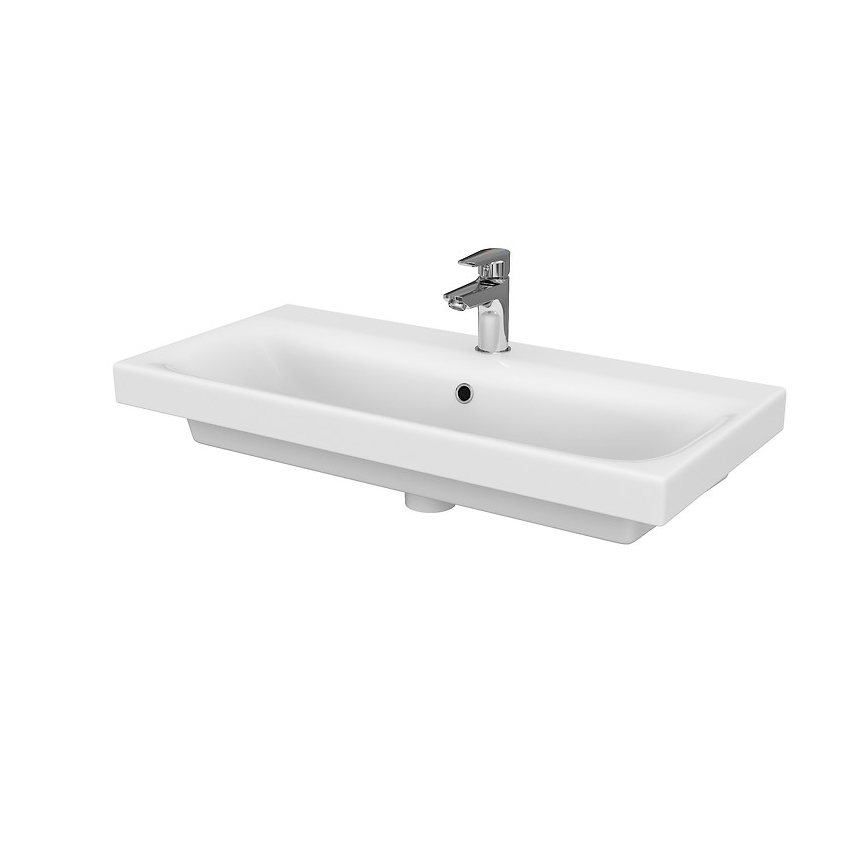 Cersanit S801-225-DSM - Väggmonterat badrumsskåp med handfat MEDA SLIM 62x80 cm glänsande vit