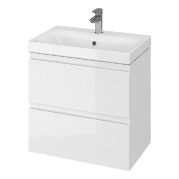 Cersanit S801-227-DSM - Väggmonterat badrumsskåp med handfat MEDA SLIM 62x60 cm glänsande vit