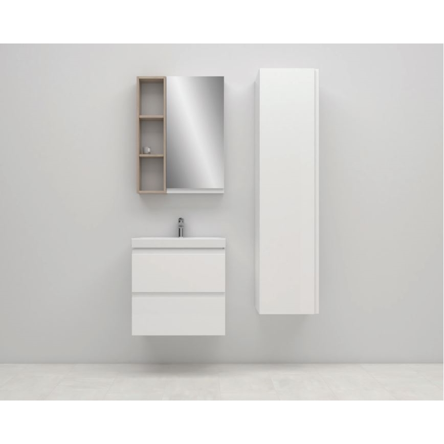 Cersanit S801-229-DSM - Väggmonterat badrumsskåp med handfat MEDA SLIM 62x50 cm glänsande vit