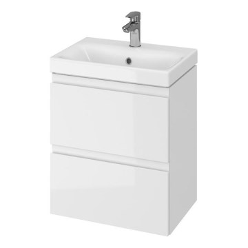 Cersanit S801-229-DSM - Väggmonterat badrumsskåp med handfat MEDA SLIM 62x50 cm glänsande vit