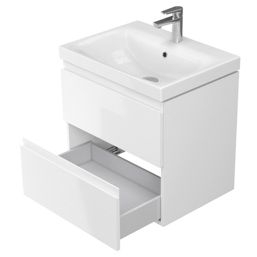 Cersanit S929-010 - Hanging badrum basin skåp MEDDIE 57x59,5 cm glänsande vit
