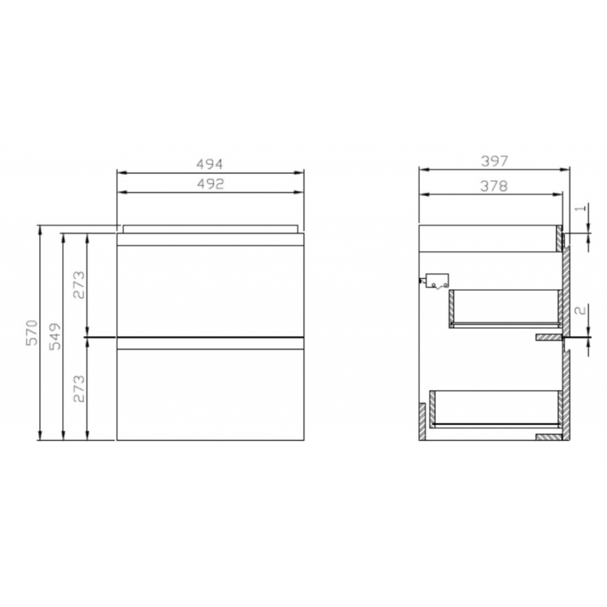 Cersanit S929-012 - Väggmonterad badrumsskåp under handfat MODUO 57x49,4 cm blank vit