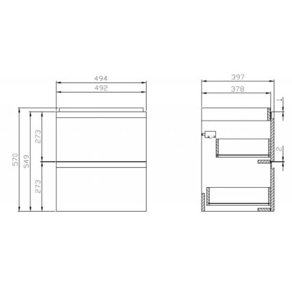Cersanit S929-012 - Vägghängt underskåp för tvättställ MODUO 49,4x39,7 cm vit högblank