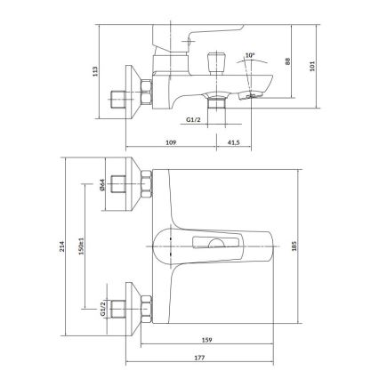 Cersanit S951-008 - Kran till badkar MILLE vit/skinande krom