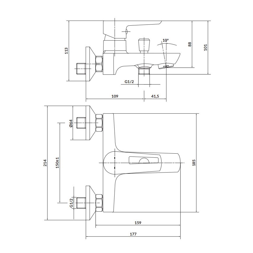 Cersanit S951-008 - Kran till badkar MILLE vit/skinande krom