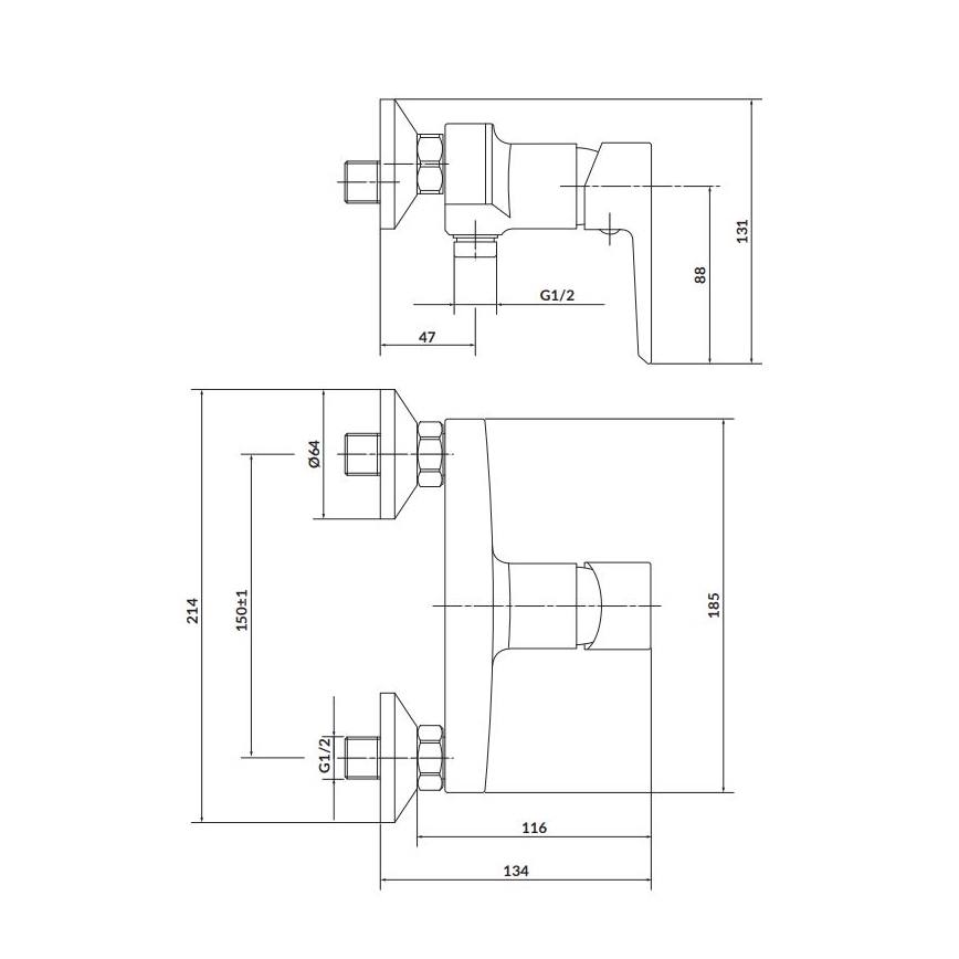 Cersanit S951-034 - Dushkran MILLE svart/skinande krom
