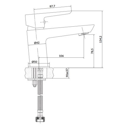 Cersanit S951-045 - Kran till handfat MILLE 13,4 cm skinande krom + avlopp