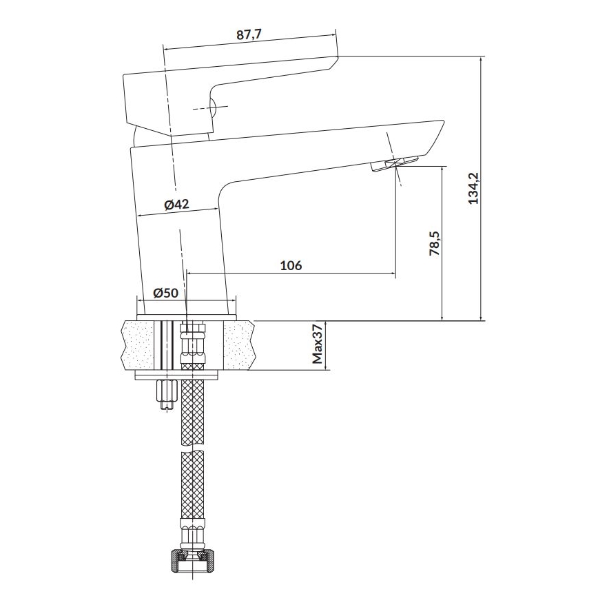 Cersanit S951-045 - Kran till handfat MILLE 13,4 cm skinande krom + avlopp