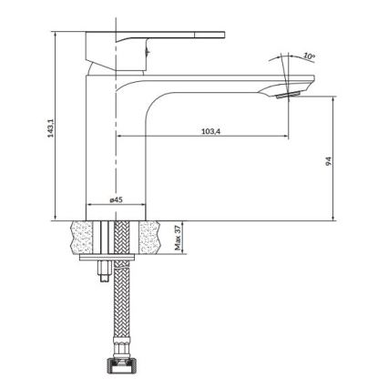 Cersanit S951-328 - Kran till handfat CREA 14,3 cm skinande krom