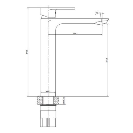 Cersanit S951-329 - Kran till handfat CREA 27,4 cm skinande krom