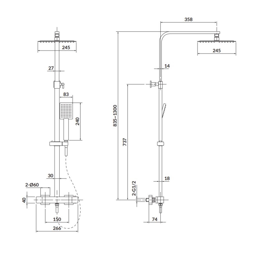 Cersanit S951-341 - Duschutrustning med termostat CITY skinande krom