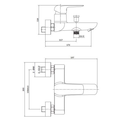 Cersanit S951-344 - Kran till badkar CITY skinande krom