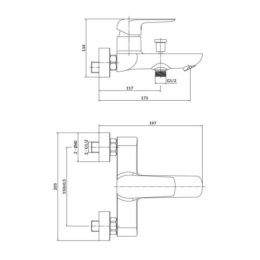 Cersanit S951-344 - Kran till badkar CITY skinande krom