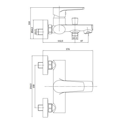 Cersanit S951-346 - Kran till badkar MODUO skinande krom