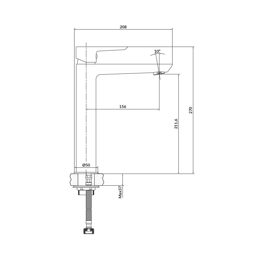 Cersanit S951-355 - Kran till handfat MILLE 27 cm vit + avlopp