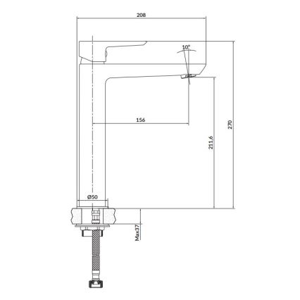 Cersanit S951-356 - Kran till handfat MILLE 27 cm svart + avlopp