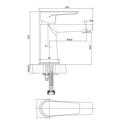 Cersanit S951-362 - Kran till handfat MODUO 15,2 cm skinande krom