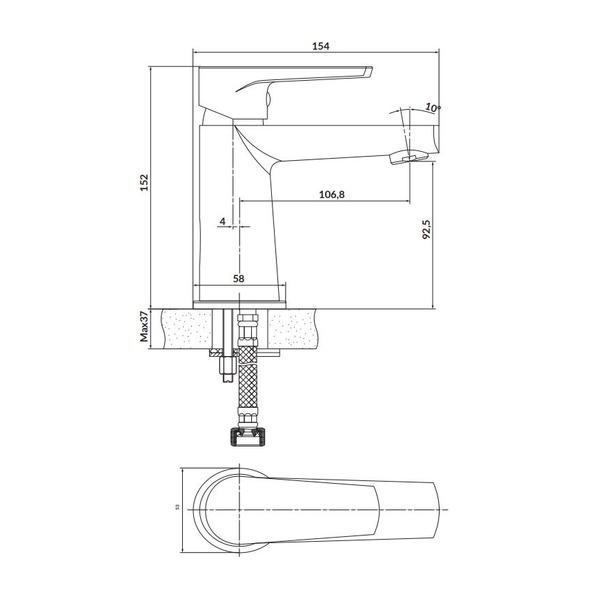 Cersanit S951-362 - Kran till handfat MODUO 15,2 cm skinande krom