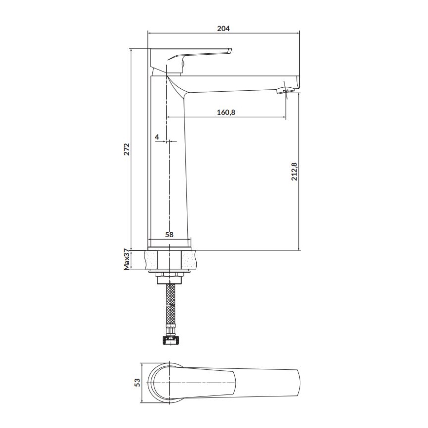 Cersanit S951-363 - Kran till handfat MODUO 27,2 cm skinande krom