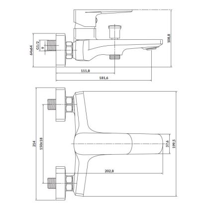 Cersanit S951-377 - Kran till badkar LARGA skinande krom